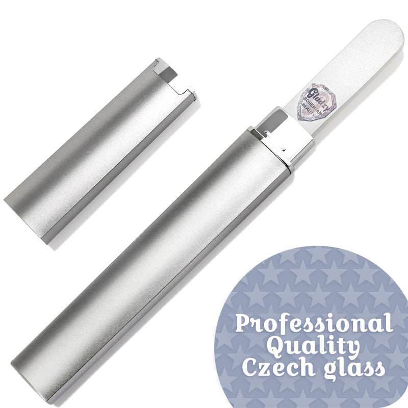 GLADZY Czech Glass Nail File with Case â€“ Double Sided Crystal Nail File for Natural Nails, Dual Grit Coarse & Smooth Sides, Etched Bohemian Glass Manicure Tool, Professional Care, Ethically Made in EU - Image 2